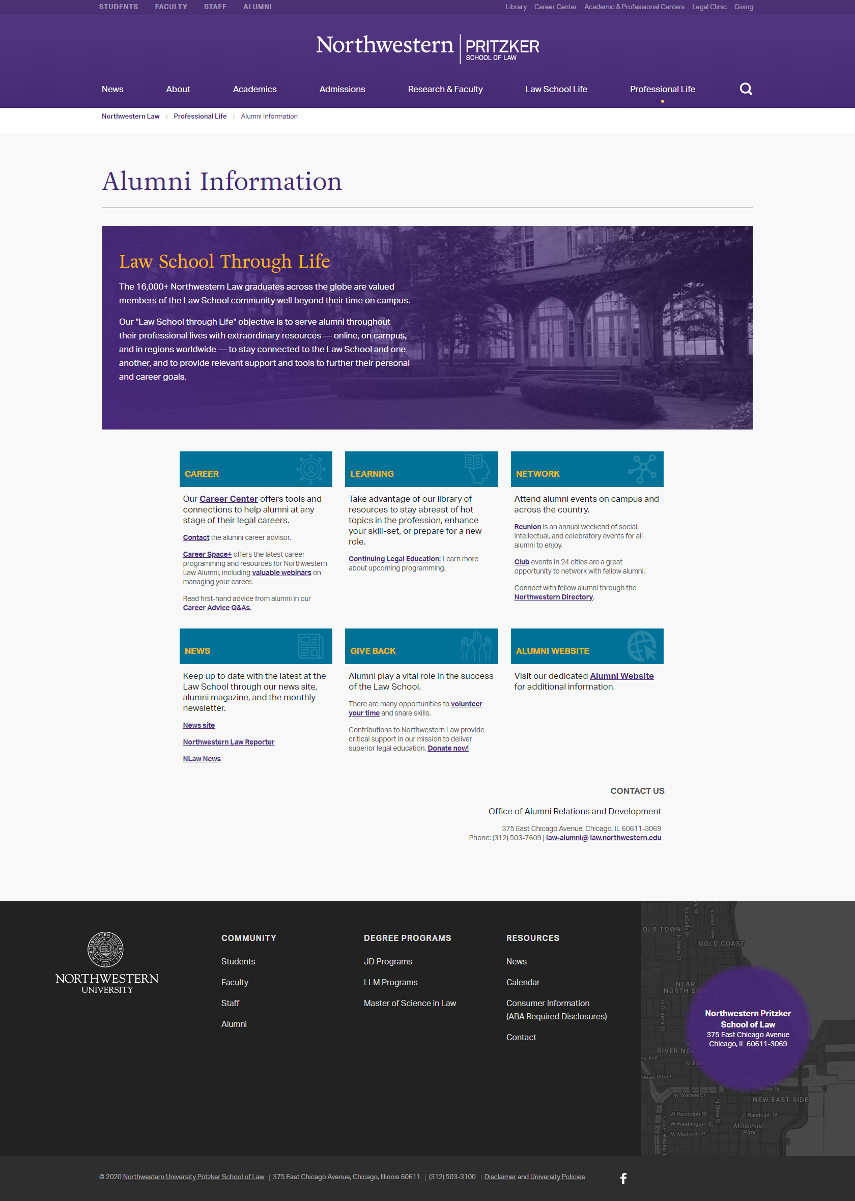 A screenshot of the Alumni Portal after being redesigned.